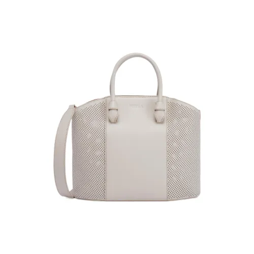 Furla Miastella Телячья кожа с перфорированным зернистым кожей через плечо сумка большая женская жемчужно-белая