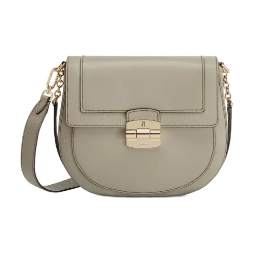 Furla Club 2 Телячья кожа Седло Сумка Сумка через плечо Маленькая Женская Мраморно-серый