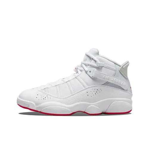 Jordan Air Jordan 6 Кольца Амортизаторы Slip-resistant MID Топ Винтажные баскетбольные кроссовки Женские Белые Красные
