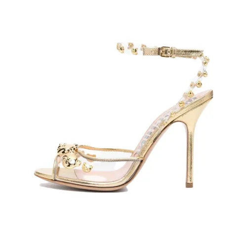 MOSCHINO One Ремень Сандалии 10,5 см Женские Золотые