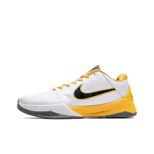 Nike Zoom Kobe 5 Kobe 5 Устойчивые к истиранию Низкие Баскетбольные кроссовки Мужские Желто-белые