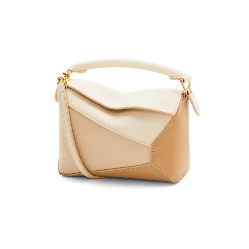 LOEWE Пазл Коровья кожа Сумка Сумка через плечо Сумка через плечо Мини Женская Золотая Бежевая
