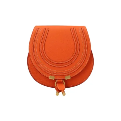 Chloe Marcie Телячья кожа Седло Сумка Сумка через плечо Маленькая Женская Апельсиновая