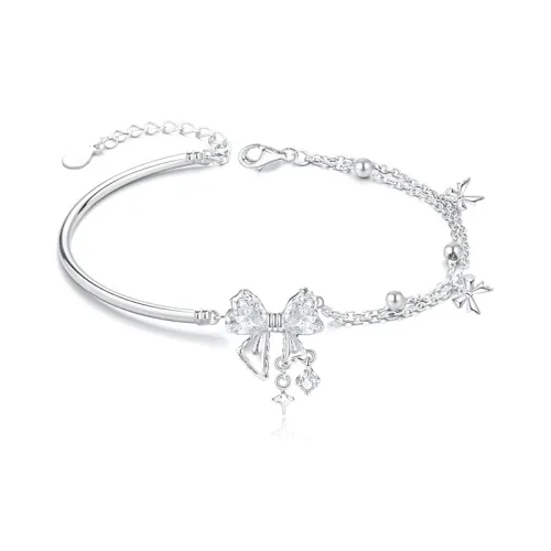 Love Link Сплав Браслеты Женские Серебристый Белый