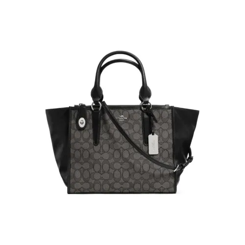 COACH Crosby Жаккардовая ткань с кожаными вставками переносной на одно плечо через плечо клатч большой женский черный