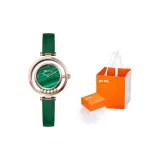 Золотой корпус, зеленый циферблат - зеленый кожаный ремешок