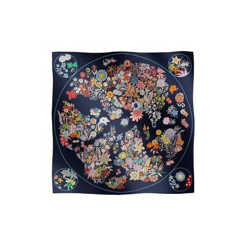 HERMES Carre Шелковые Шарфы Женские Синий