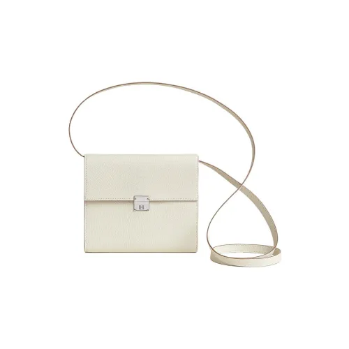 HERMES Clic Mysore Шевро Ручная Сумка через плечо Женская 0T Гриб Белый