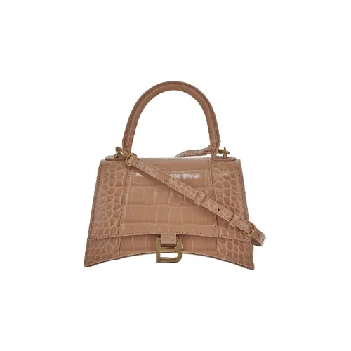 Balenciaga HOURGLASS Корова Кожа Сумка Hourglass Сумка через плечо Сумка Маленькая Женская Умбра