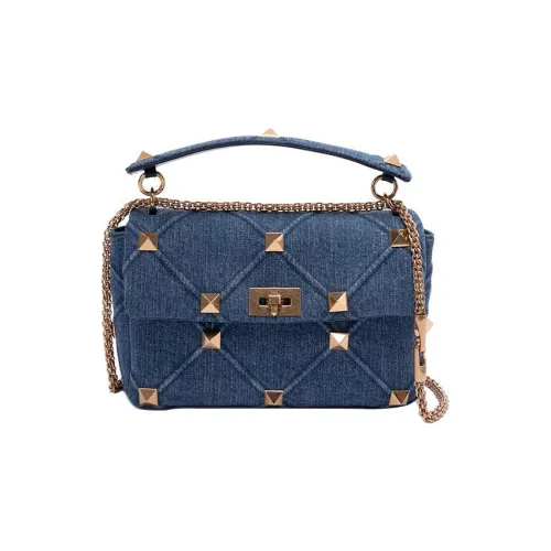 Valentino Хлопок Портативный Crossbody Сумка Сумка через плечо Большая Женская Темно-синяя