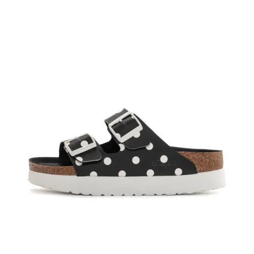 Birkenstock Шлепанцы Женские Черный Белый Узкая Версия