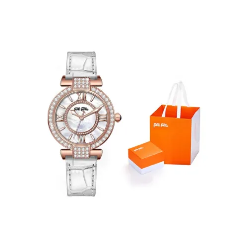 Folli Follie Женские часы Кварцевый механизм ремень из натуральной кожи 34 мм золотой циферблат модель WF22B017