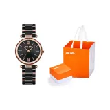 Золотой корпус, черный циферблат - черный ремешок