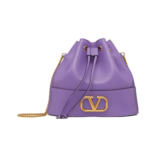 Valentino Garavani Кожа Ведрообразная Сумка через плечо Мини Женская Фиолетовая