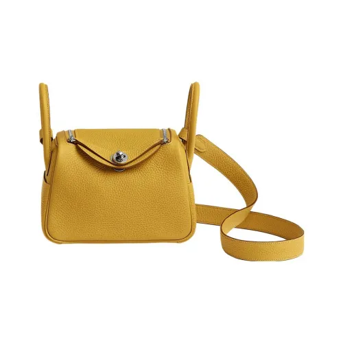 HERMES Lindy Clemence Bullock Кожа Сумка Сумка через плечо Сумка через плечо Мини Женская Солнечно-оранжевый