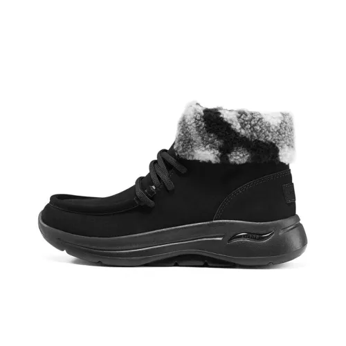 Skechers Go Walk Arch Fit Короткий Сноубутсы Женские Черный Серый