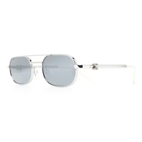 OFF Белый Металл Aviator Солнцезащитные очки Женские Серебряный