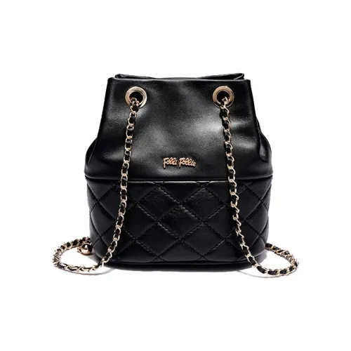 Folli Follie Натуральная кожа Элегантная ведрообразная сумка сумка через плечо женская черная молочно-чайная экрю