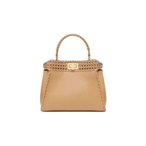 FENDI Peekaboo Кожа Сумка через плечо Сумка Мини Женская Светло-Коричневая