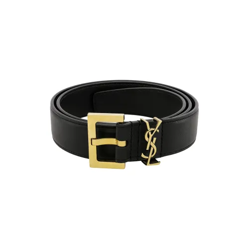 SAINT LAURENT Monogramme Кожаные ремни Унисекс Черный Ширина 3 см