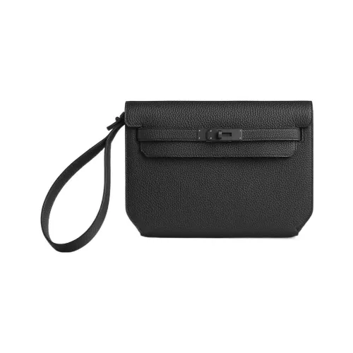 HERMES Kelly Depeches Коровья кожа Togo Клатч Мужской 89 Черный