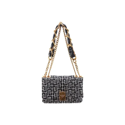 BALMAIN Холст и кожа Сумка через плечо Сумка на плечо Женская Черная