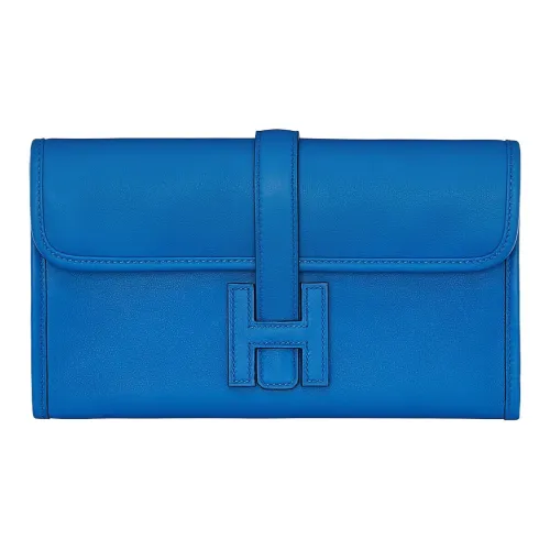 HERMES Jige Elan Swift Кожа Монета Кошелек Кошелек Женские Синий