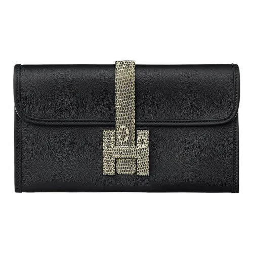 HERMES Jige Swift Телячья кожа Монета Кошелек Кошелек Женские Черный