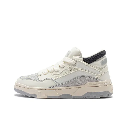 LiNing Wave MID Противоскользящий Устойчивый к износу MID Топ Casual Мужской Белый Серый