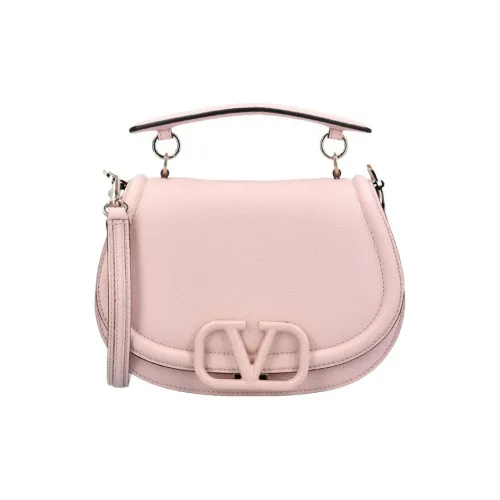 Valentino VSLING с текстурой Телячья кожа Седло Сумка Портативная Сумка через плечо Сумка через плечо Женская Розовая