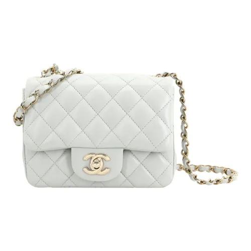 CHANEL Sheepskin Mini Square Flap Bag Clutch Crossbody Bag Mini Women's Light Gray Blue CHANEL Овчина Мини Квадратная Сумка с клапаном Клатч Сумка через плечо Мини Женская Светло-Серый Синий