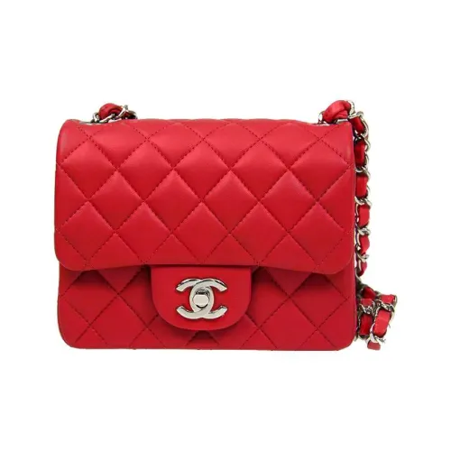 CHANEL Classic Flap CF Sheepskin Сумка через плечо Мини Женская Красная