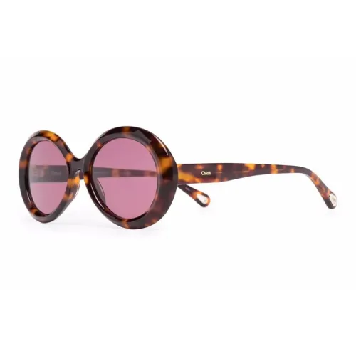 Chloe Ацетат Круглые Солнцезащитные очки Женские Черепаховый