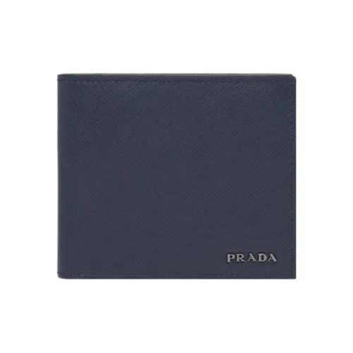 PRADA Saffiano Коровья кожа Кошелек Мужской Морской синий Светло-серый
