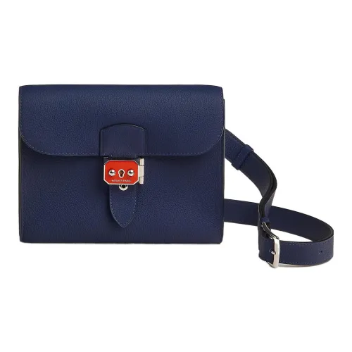 HERMES Sac A Depeches Коровья кожа Togo Курьерская сумка Сумка через плечо Мужская Сапфирово-синий