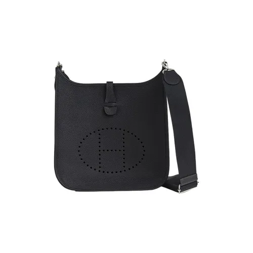 HERMES Evelyne Clemence Bullock Кожа Evelyn Сумки через плечо Сумка на плечо Женская Темно-синий и Черно-белый