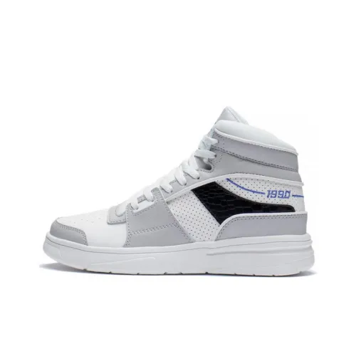 LiNing Retro 90 Амортизаторы противоскользящие высокие кеды женские белые серые