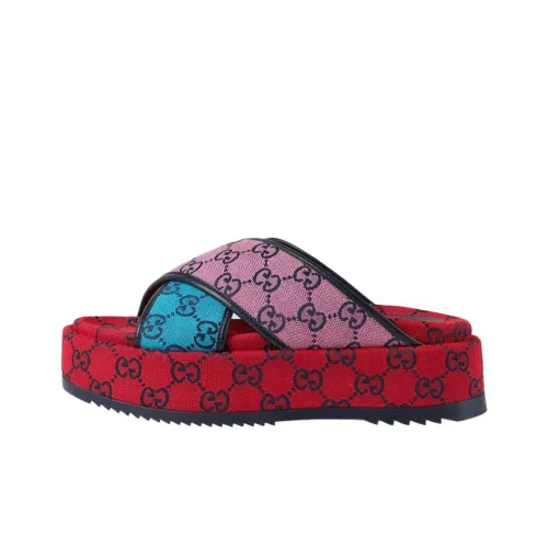 GUCCI GG Platform Стильные Сандалии Женские Красный Синий Розовый