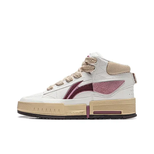 LiNing Mileage Противоскользящие Устойчивые к износу MID Топ Скейтборд Кроссовки Женские Белые Красные