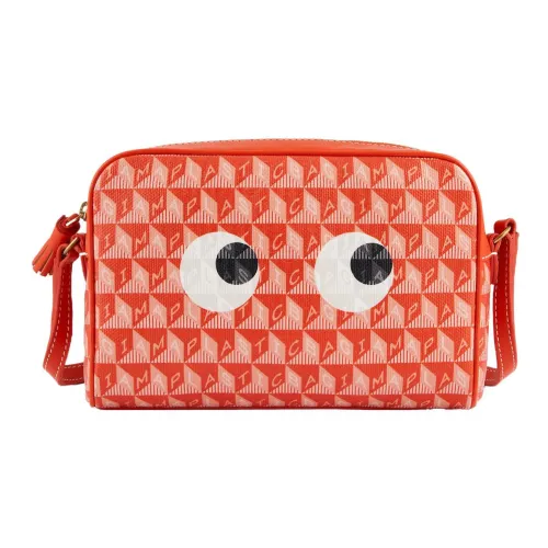 Anya Hindmarch Сумка через плечо из холста с панелями из кожи женская оранжевая