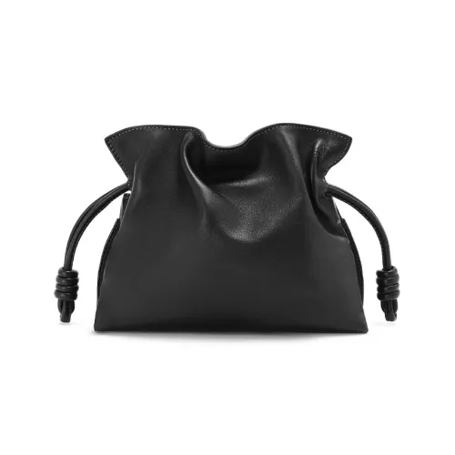 LOEWE Flamenco Коровья кожа Одно плечо Через плечо Клатч Мини Женский Черный