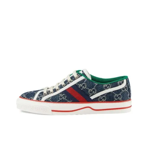 GUCCI Tennis 1977 Denim Стильные Скейтбординги Женские Синий Красный