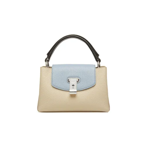 BALLY Layka Коровья кожа Квадратная сумка Сумка через плечо Сумка Мини Женская Бежевая и Синяя