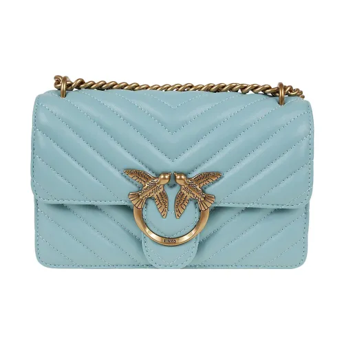 PINKO Сумка через плечо из кожи женская светло-синяя
