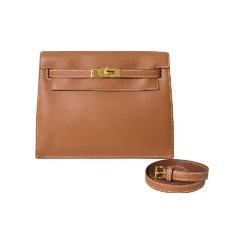 HERMES Kelly Danse Swift Кожа Ручная Сумка через плечо Сумка на плечо Женская 37 Золото