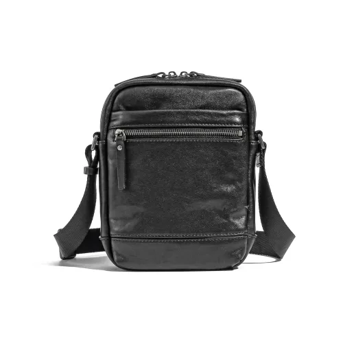 Ace Paul Растительное дубление крупнозернистая текстура кожа коровы сумка через плечо большая мужская черная