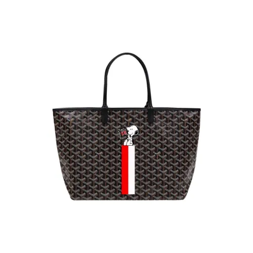 GOYARD Saint Louis Холст Телячья кожа Зубы Собаки Сумка-тоут Сумка для покупок Сумка Маленькая Унисекс Черный