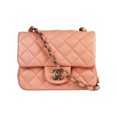CHANEL Classic Flap CF Lambskin Сумка через плечо Мини Женская Оранжевая Розовая