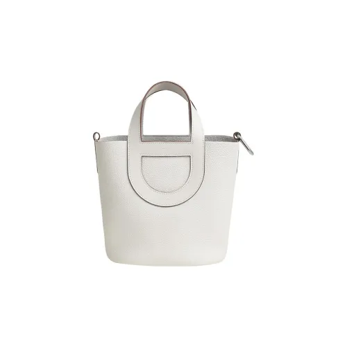 HERMES In The Loop Taurillon Clemence Bullhide с Swift кожа ведрообразная сумка женская новая белая