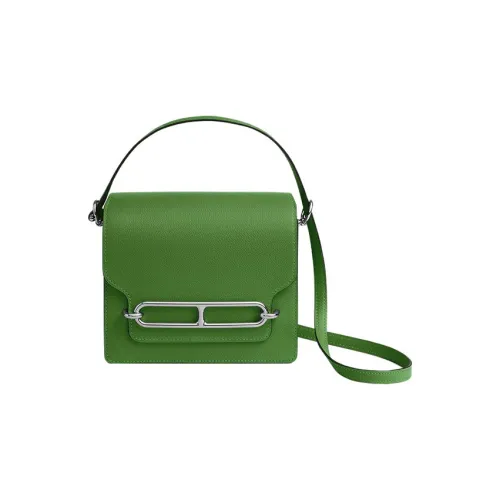HERMES Roulis Evercolor Телячья кожа Сумка через плечо Мини Женская Шелк Синий Зеленый